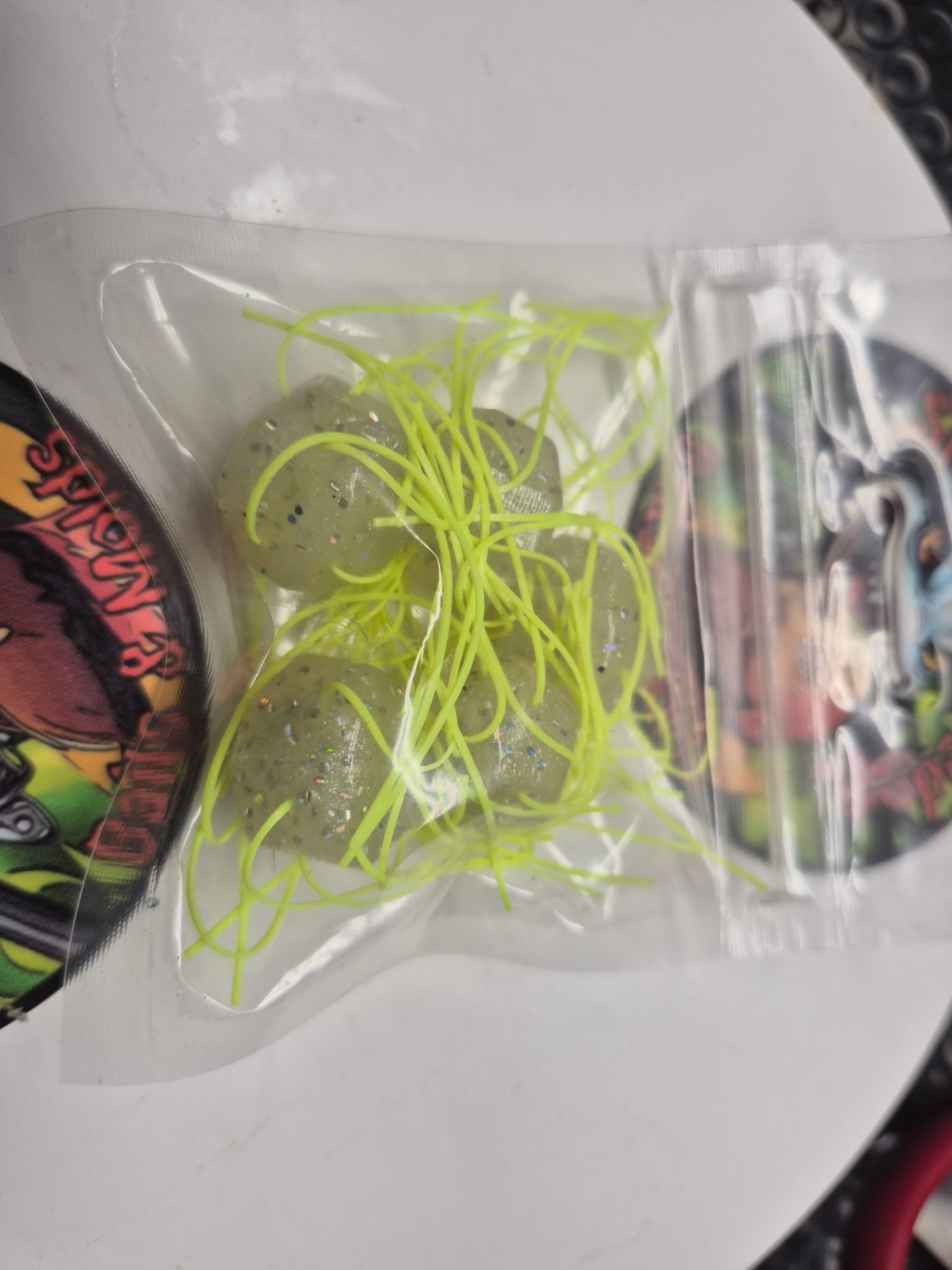 Fuzzy Gushers Glow in the Dark with Chartreuse Skirt