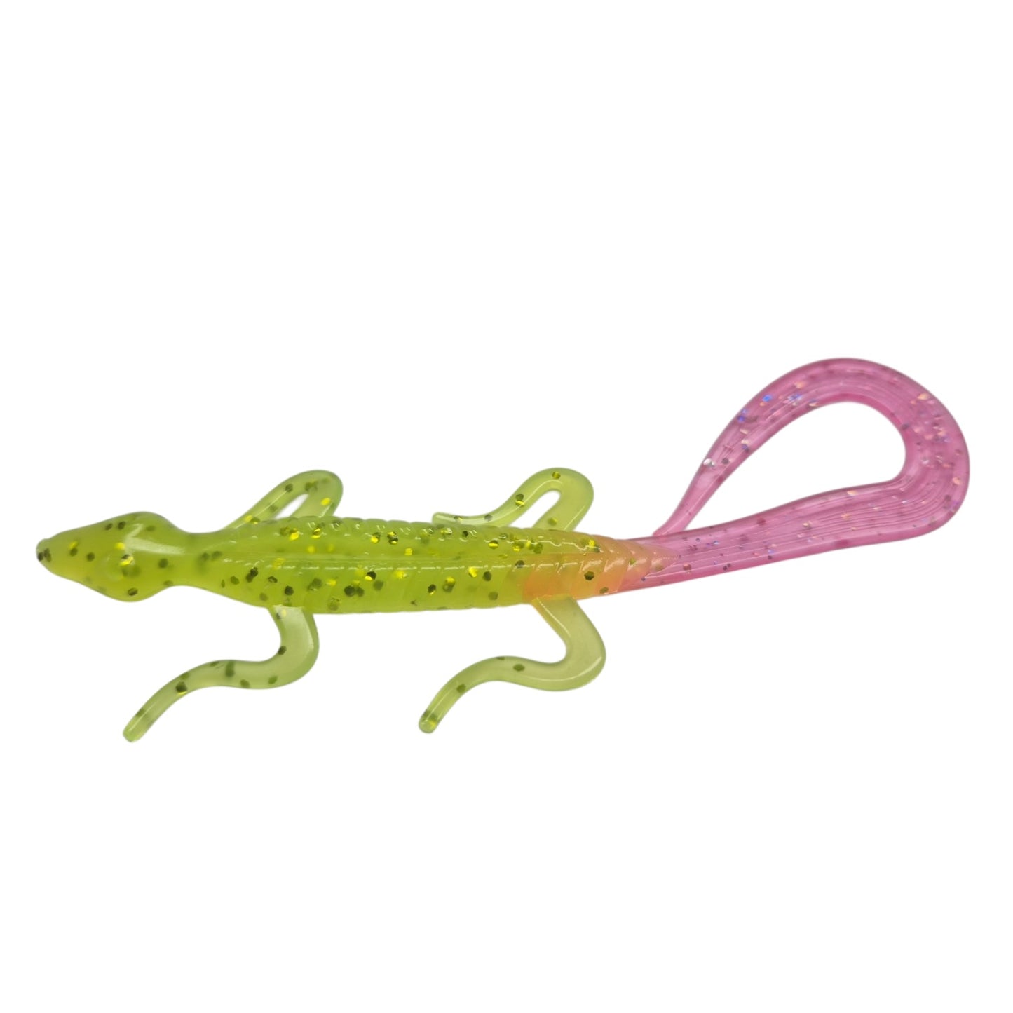 5 Inch Lizard Chartreuse with Pink Princess Tail